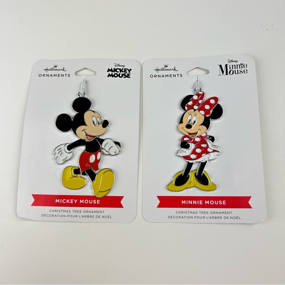 Lot Of 2 Disney Mickey & Minnie Mouse Hallmark Christmas Tree Ornaments Metal